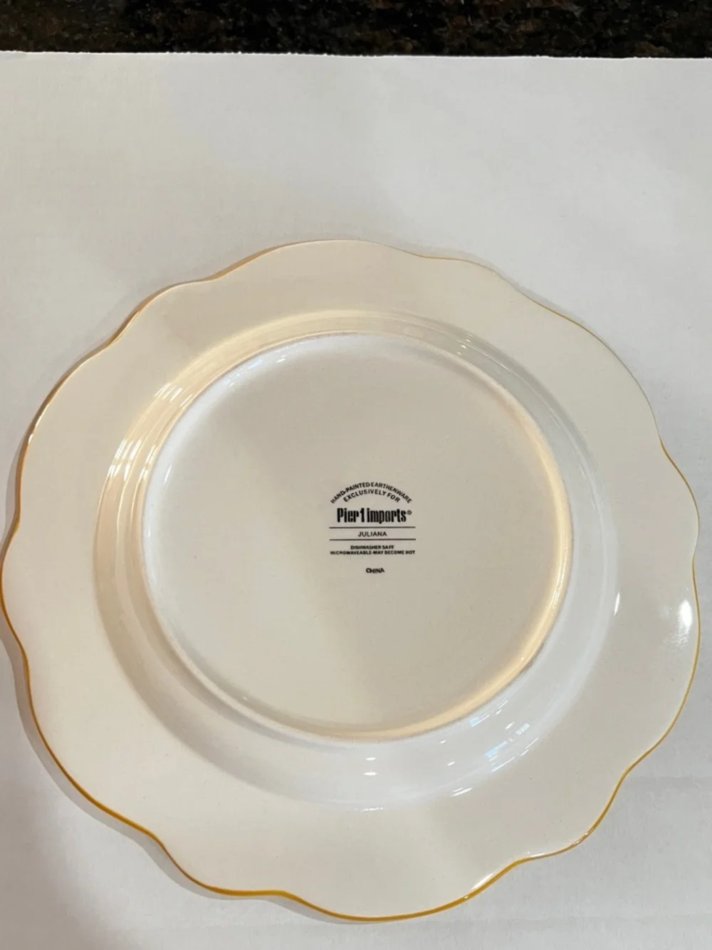 Pier 1 Juliana salad plate hand painted floral gold red scalloped edge